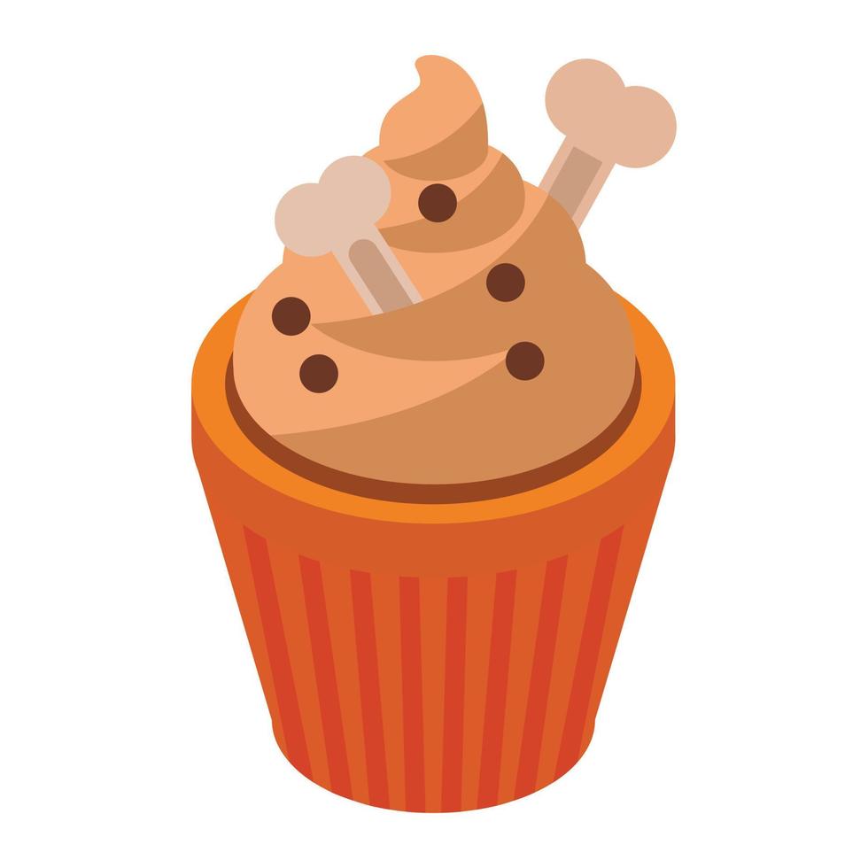 Halloween cup cake icon, isometric style vector