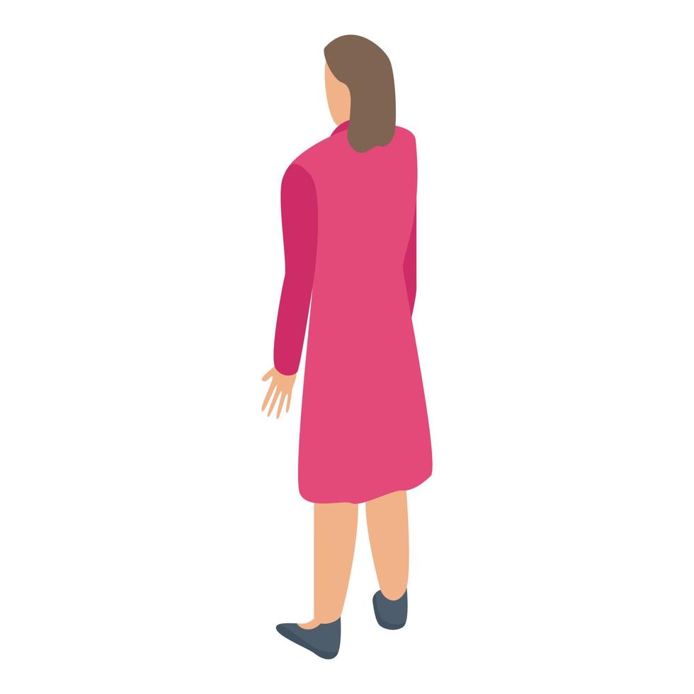 Woman pink dress icon, isometric style vector