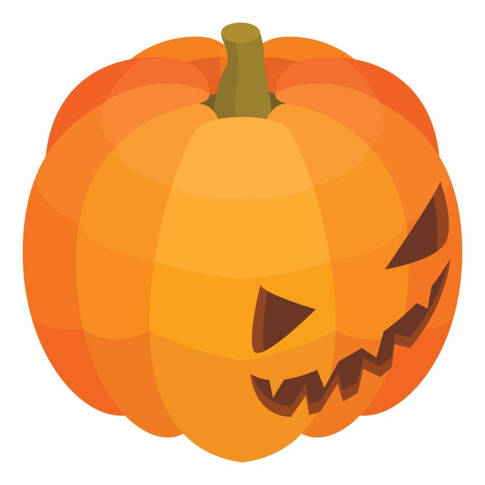 Scary pumpkin icon, isometric style vector