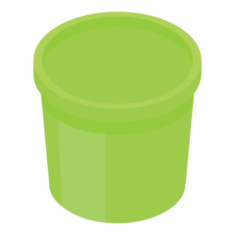 Green plastic pot icon, isometric style vector