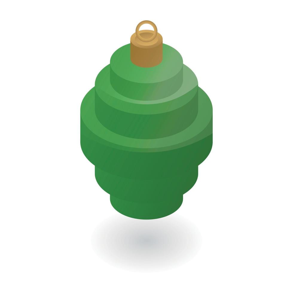 Green xmas tree toy icon, isometric style vector