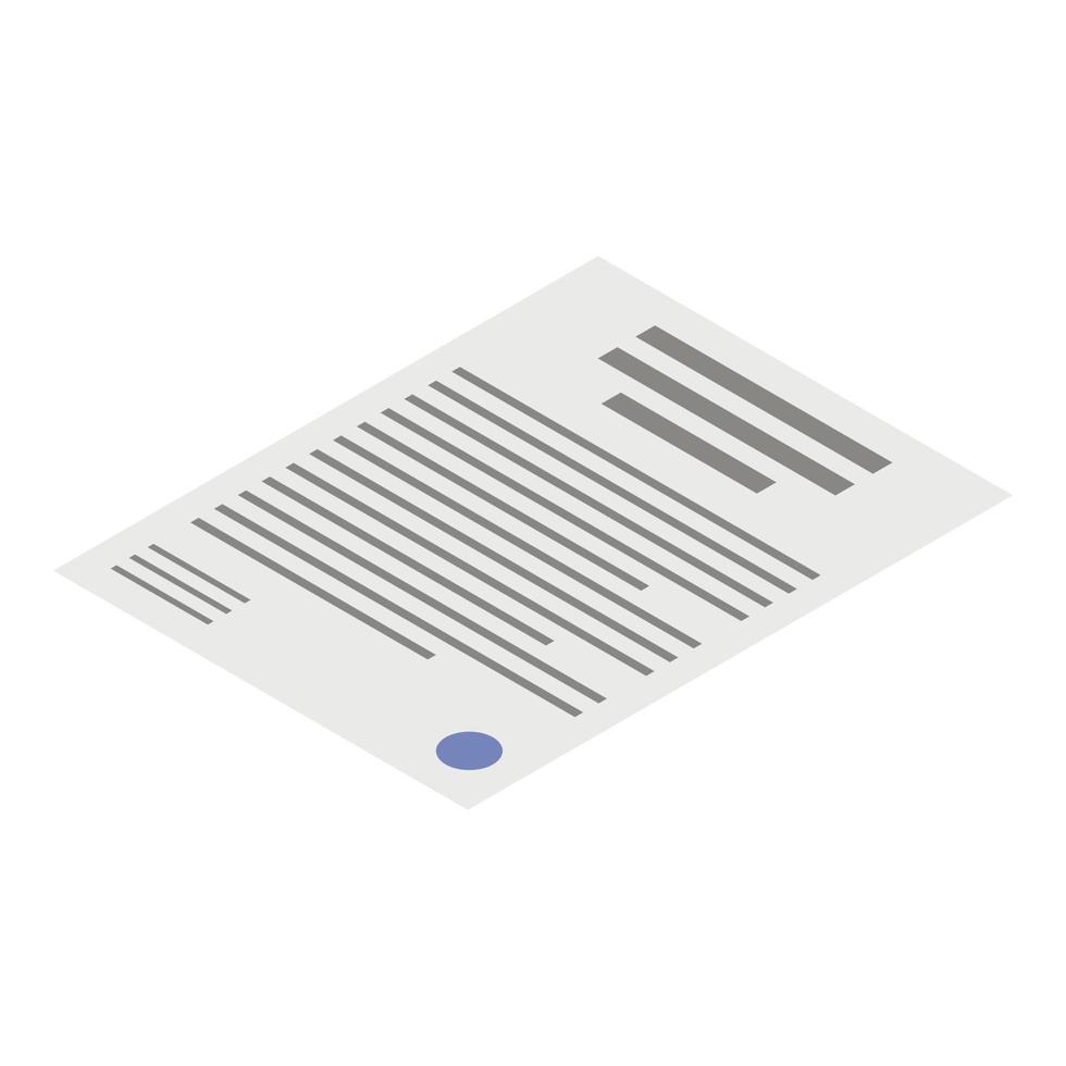 Paper document icon, isometric style vector