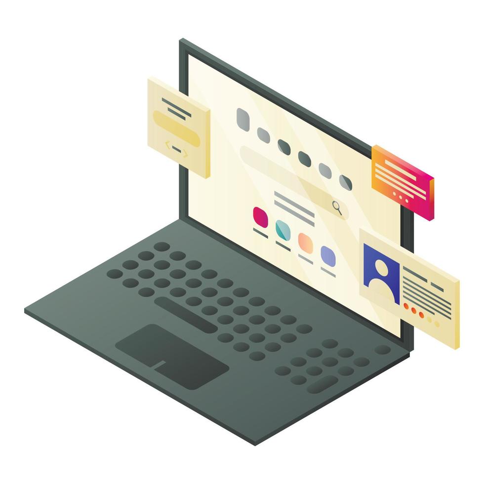 Modern laptop icon, isometric style vector