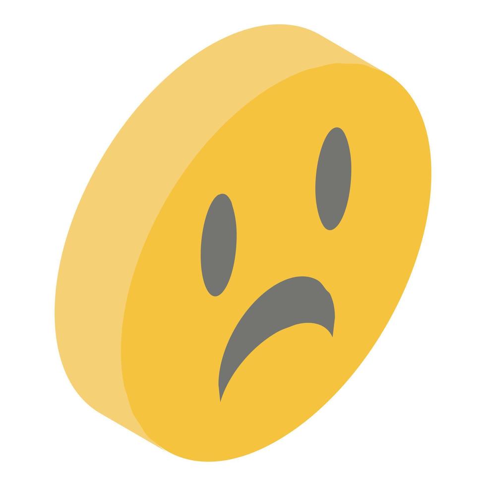 Sad emoji icon, isometric style vector