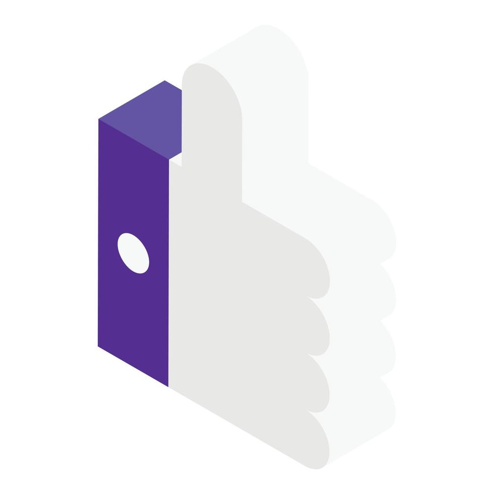 Thumb up icon, isometric style vector