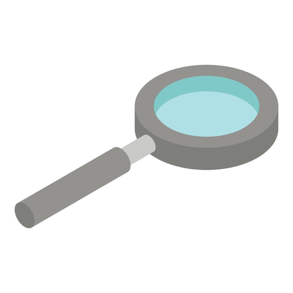 Metal magnify glass icon, isometric style vector