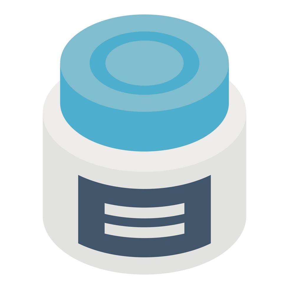 Plastic jar with pills icon, isometric style vector