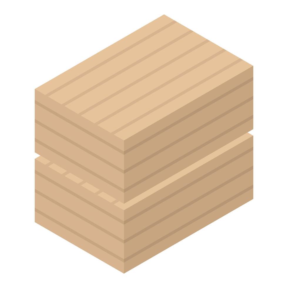 icono de caja de entrega de madera, estilo isométrico vector