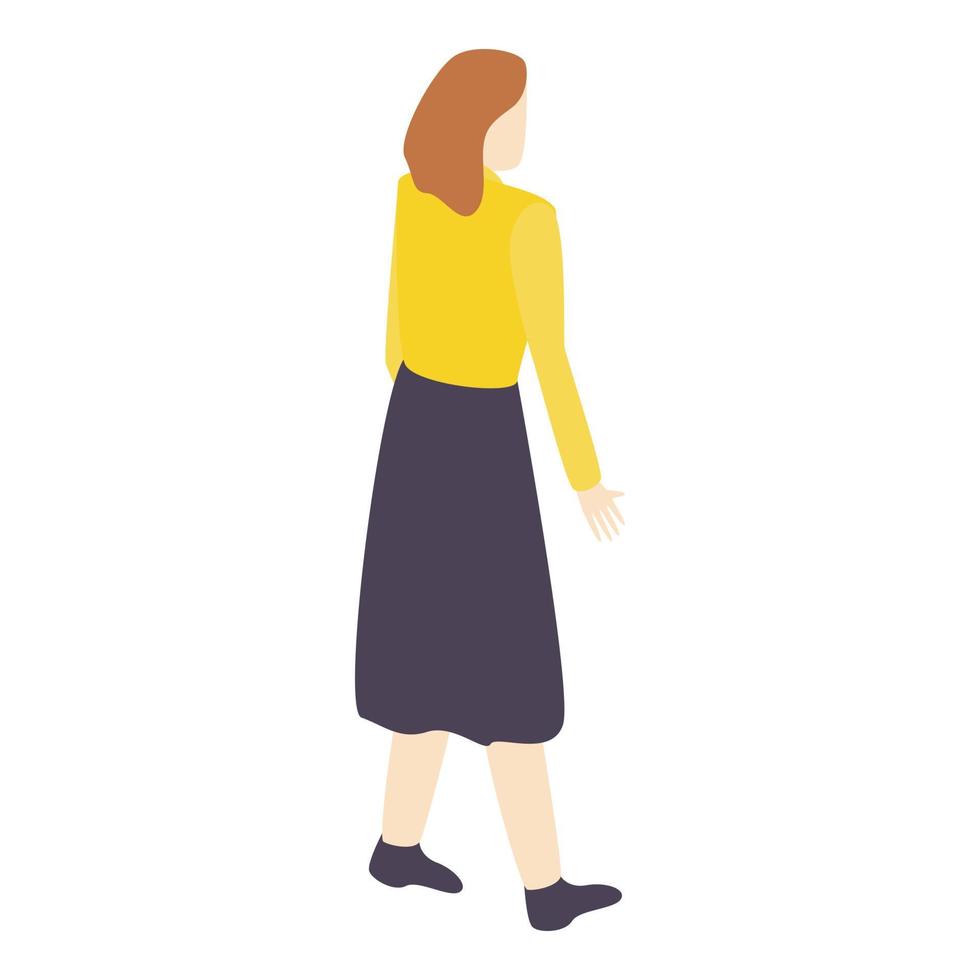Walking woman icon, isometric style vector