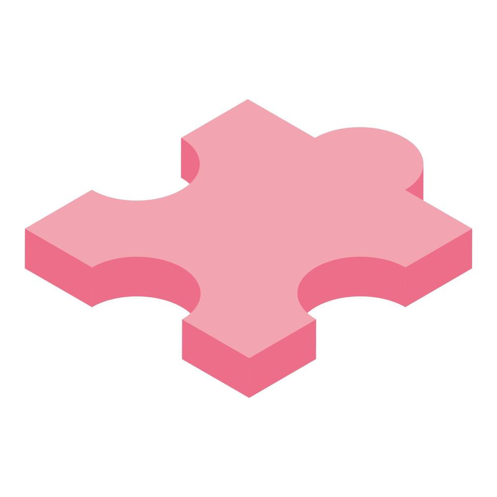 Red puzzle piece icon, isometric style vector