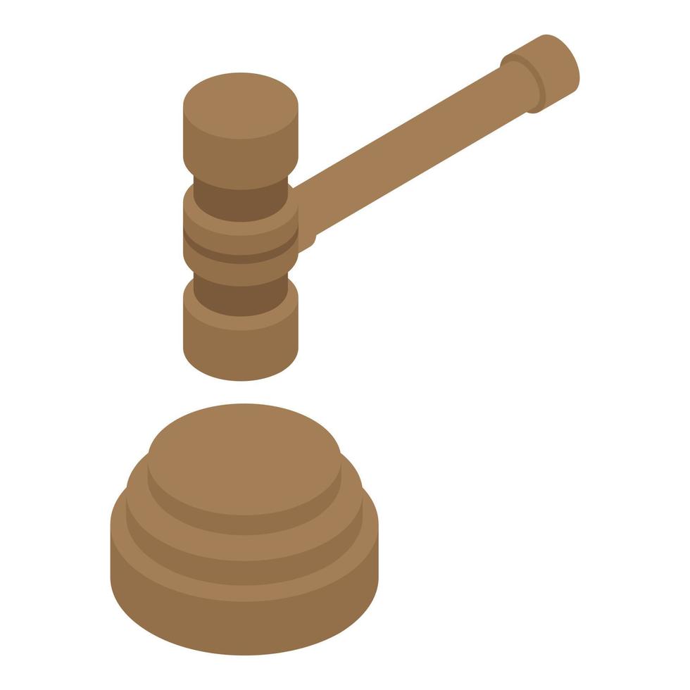 Judicial hammer icon, isometric style vector