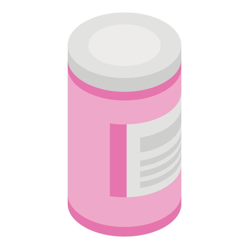 Plastic bottle with pills icon, isometric style vector