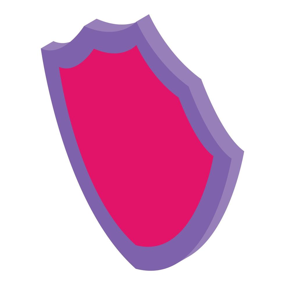 icono de escudo rojo púrpura, estilo isométrico vector