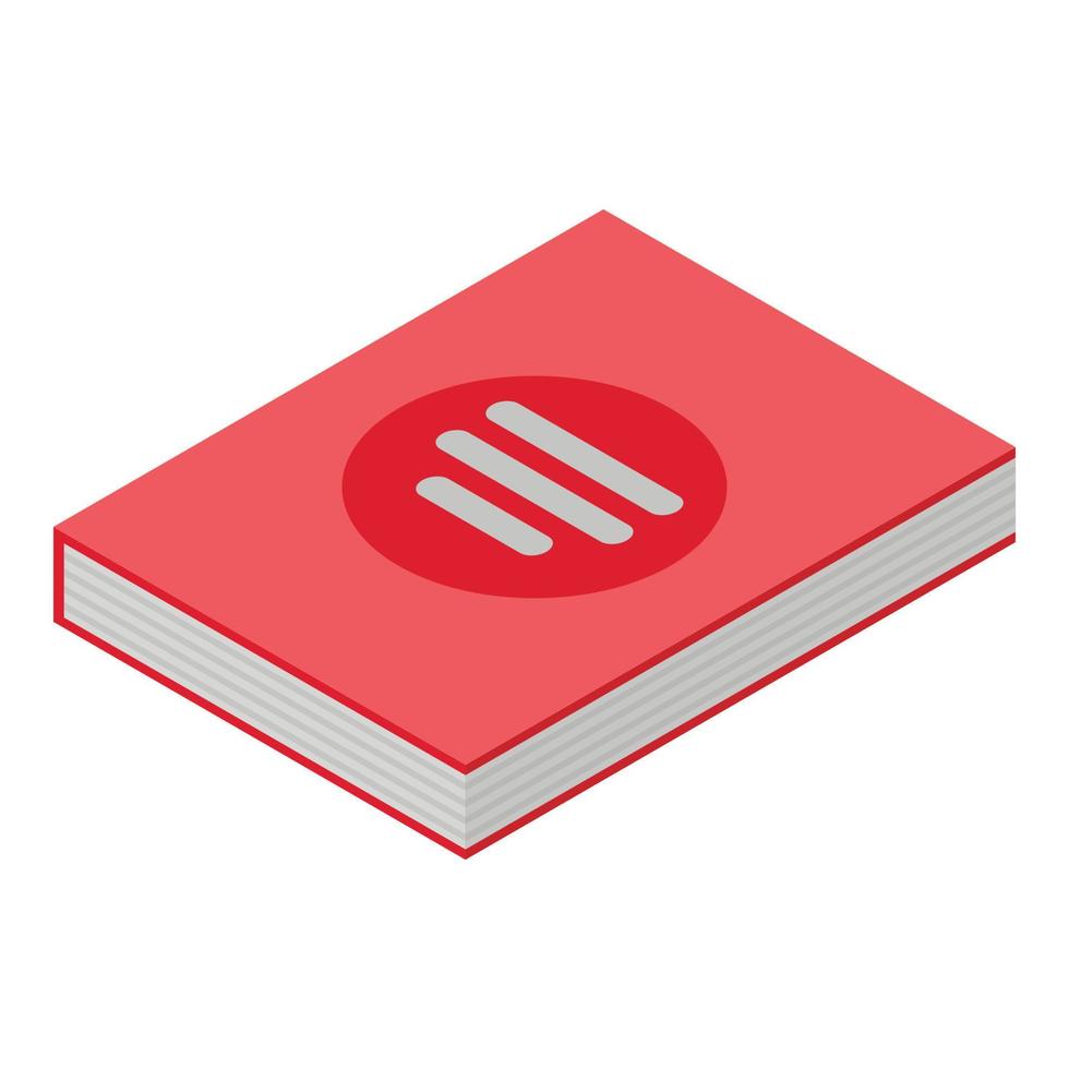 Red lab book icon, isometric style vector
