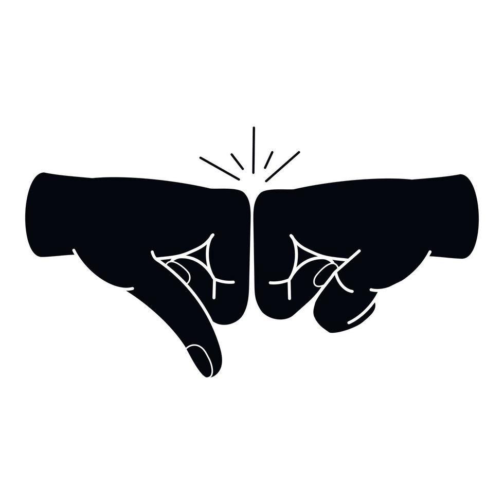 Friends fist knock icon, simple style vector