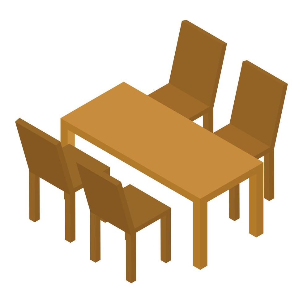 Wood kitchen furniture icon, isometric style vector