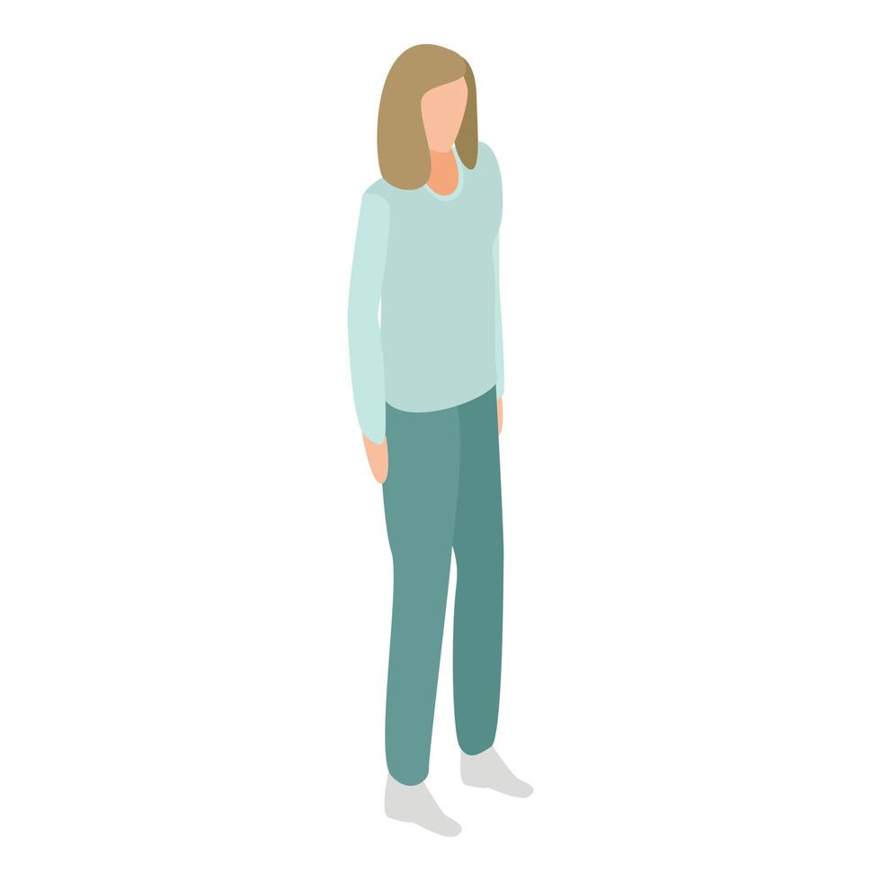 Office woman icon, isometric style vector