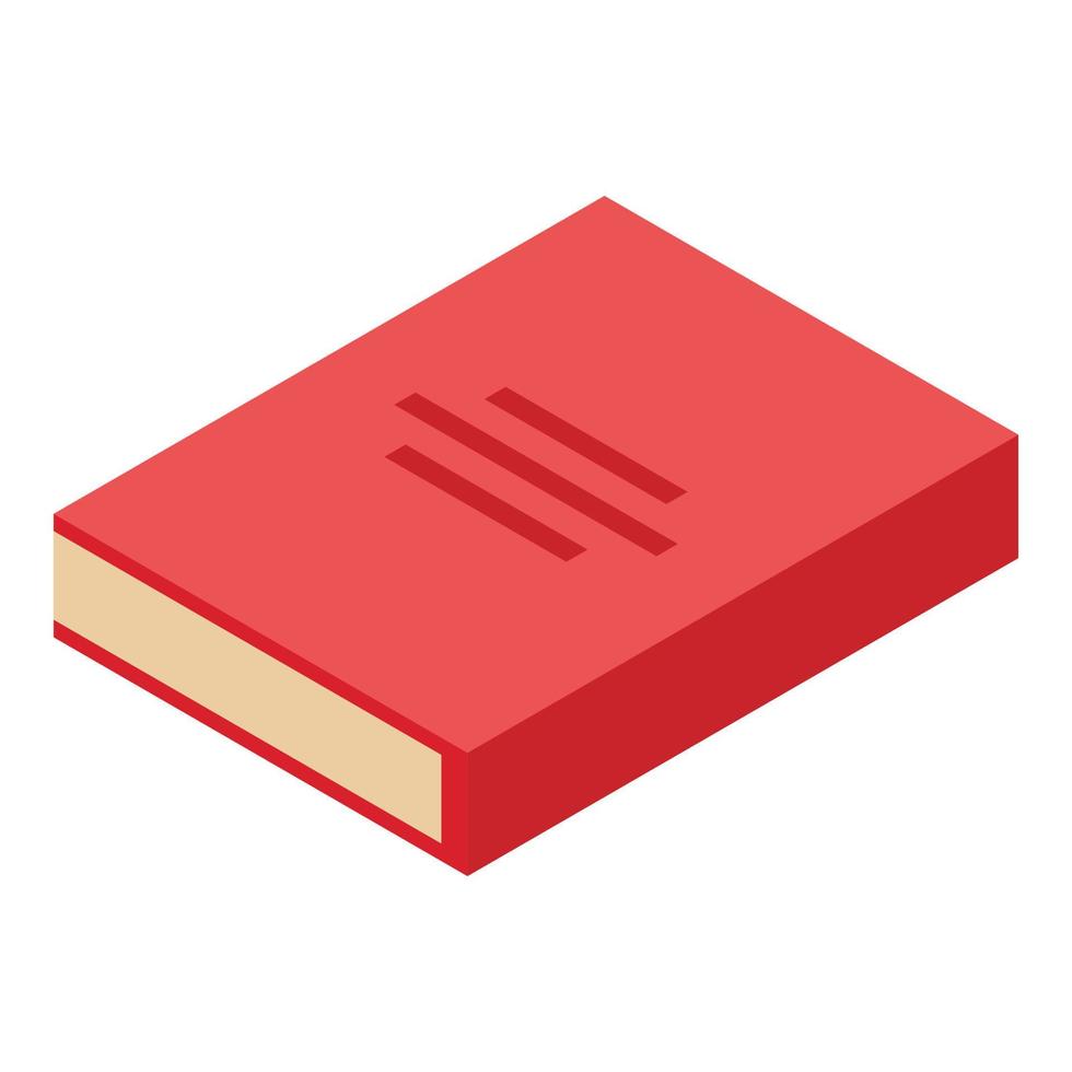 icono de libro rojo, estilo isométrico vector