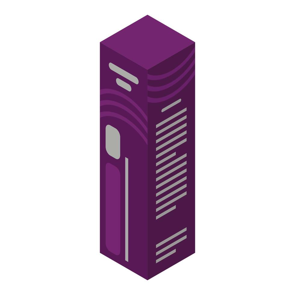 icono de caja de tinte de cabello violeta, estilo isométrico vector
