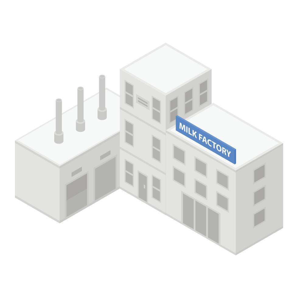 Milk factory icon, isometric style vector
