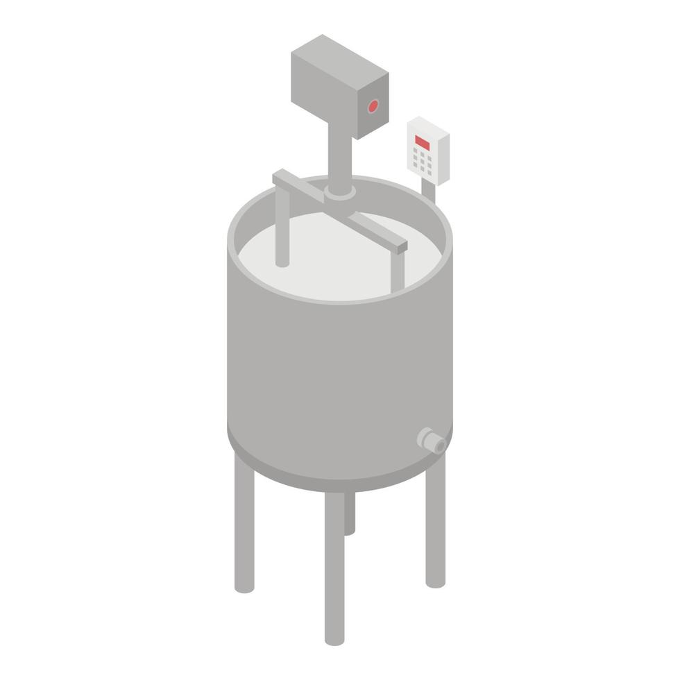 icono de mezclador de fábrica de leche, estilo isométrico vector