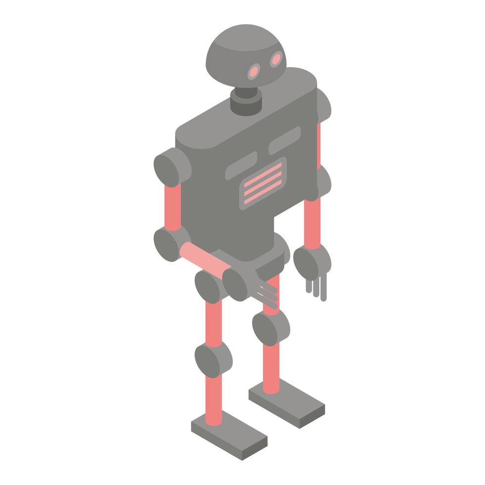 icono de robot gris rojo, estilo isométrico vector