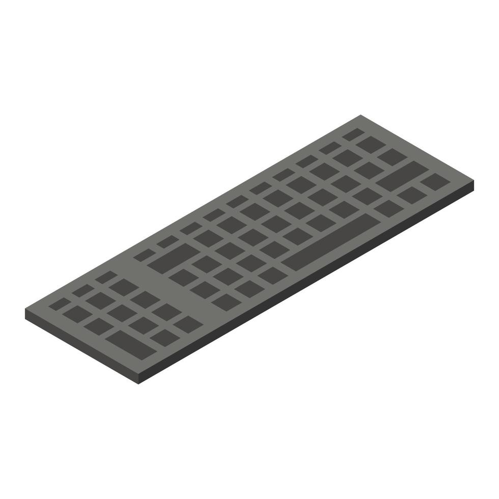 Black keyboard pc icon, isometric style vector