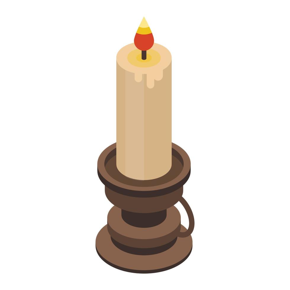 Burning candle icon, isometric style vector