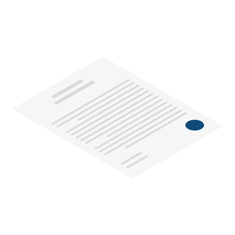 Contract paper icon, isometric style vector