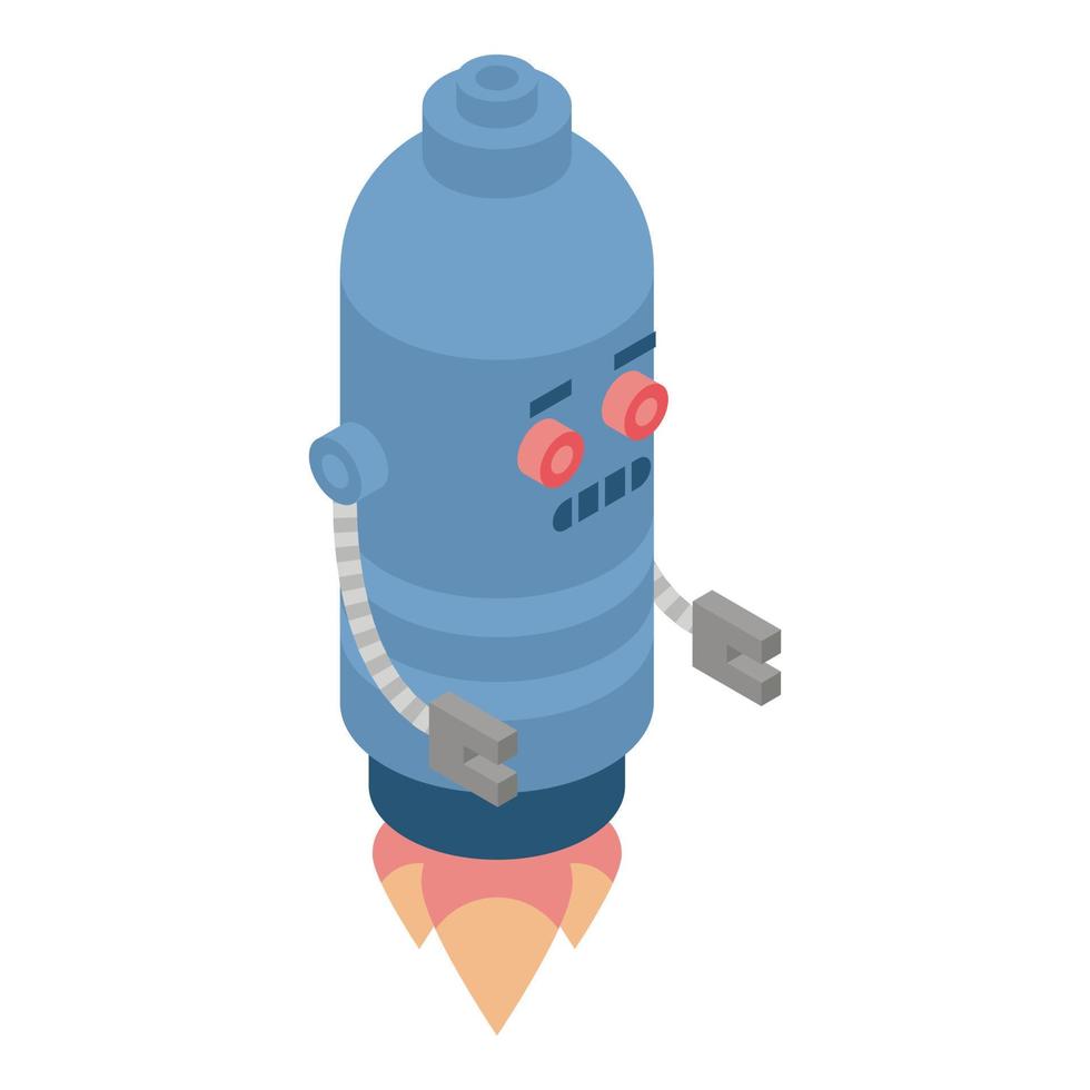 Rocket robot icon, isometric style vector