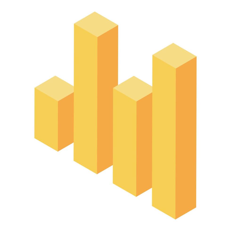 Yellow graph bar icon, isometric style vector