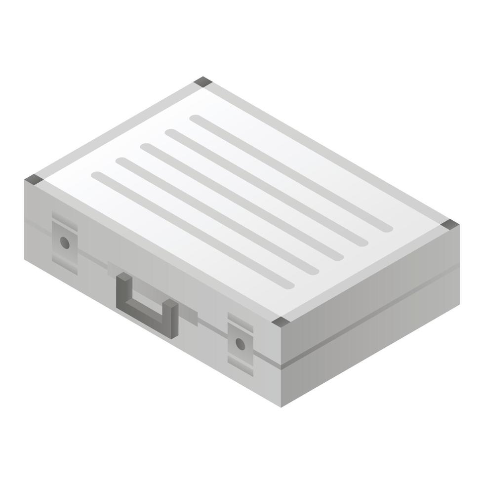 Metal money case icon, isometric style vector