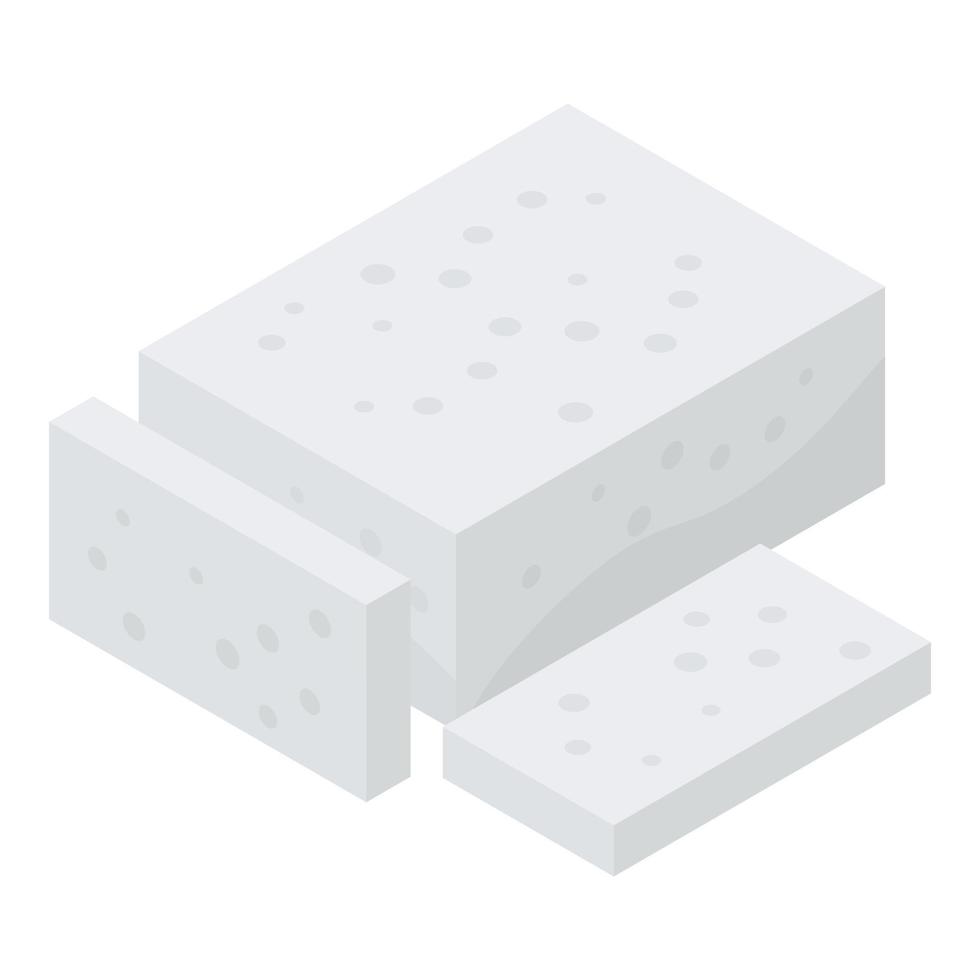 Greek feta cheese icon, isometric style vector