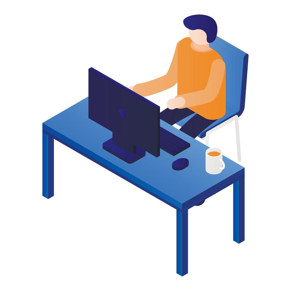 Man office work icon, isometric style vector