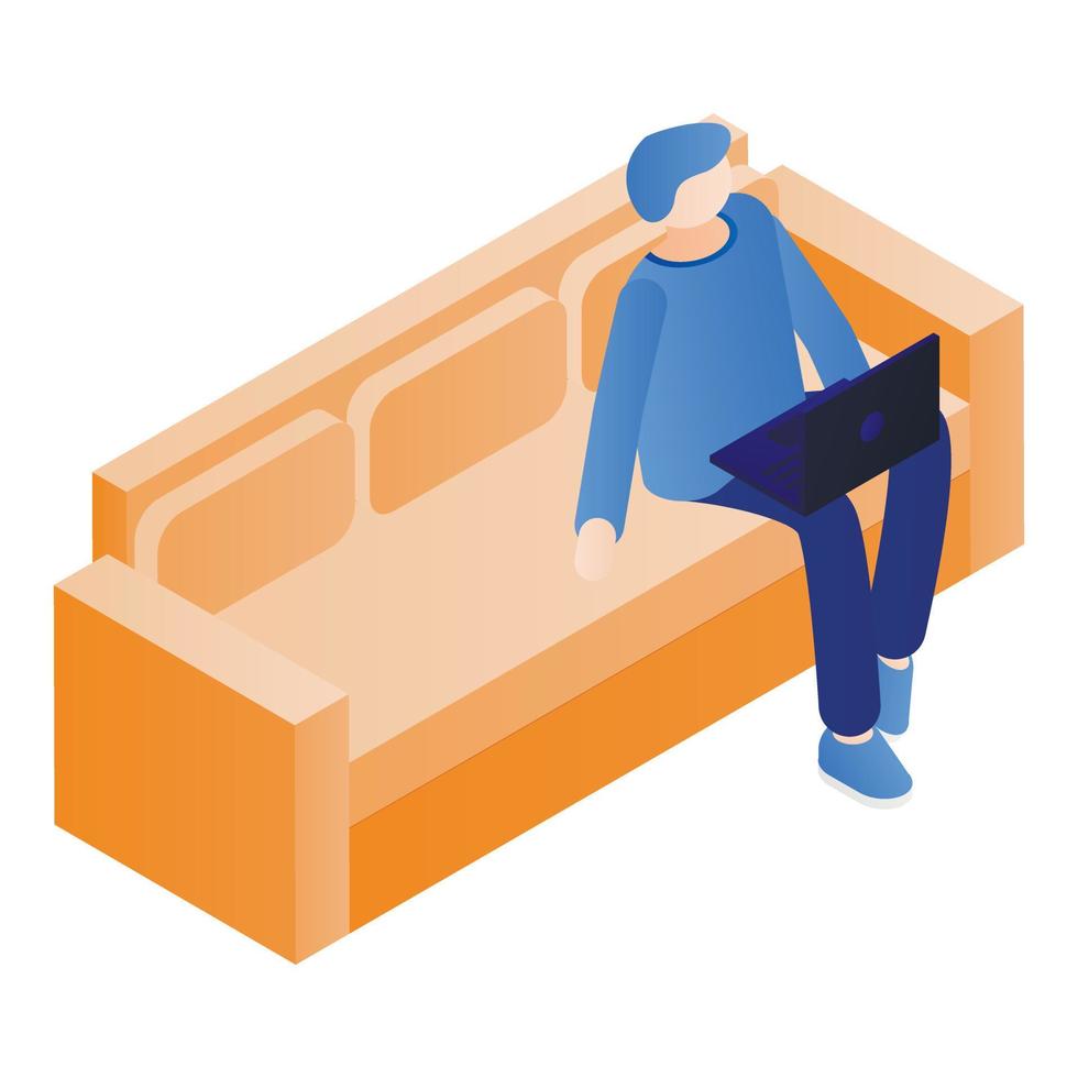Freelancer on sofa icon, isometric style vector