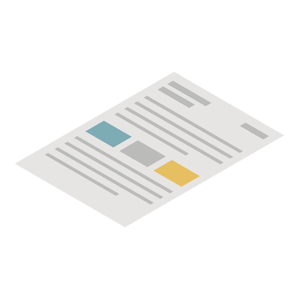 Document paper icon, isometric style vector