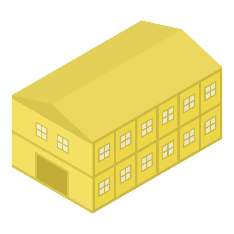 Yellow hangar icon, isometric style vector