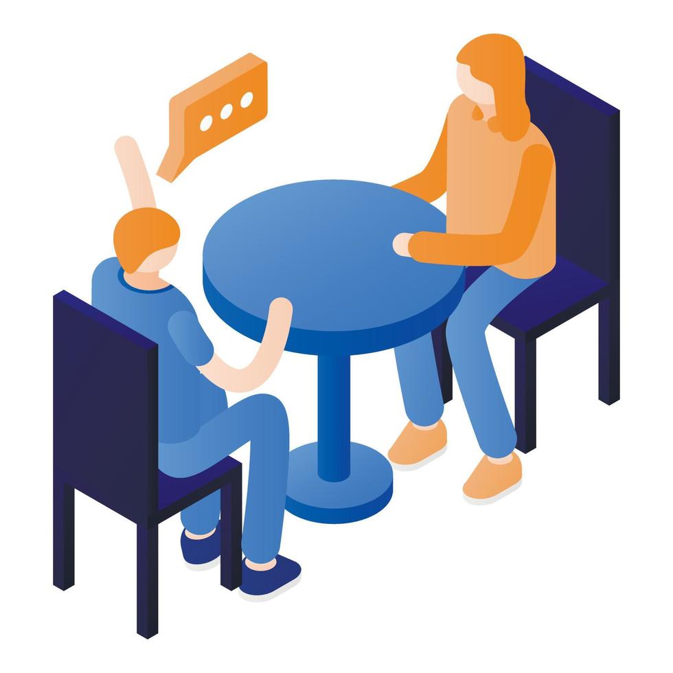 Man woman conversation icon, isometric style vector