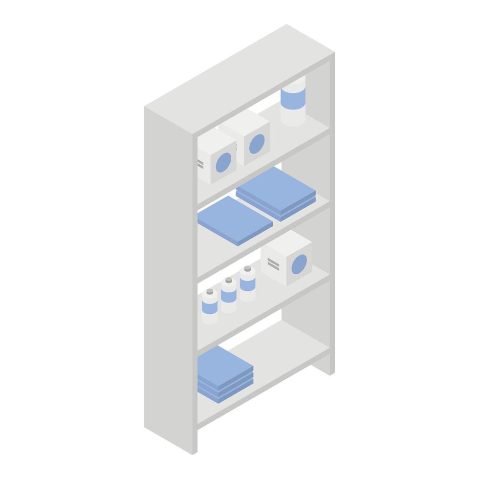 Pharmacy shelf icon, isometric style vector