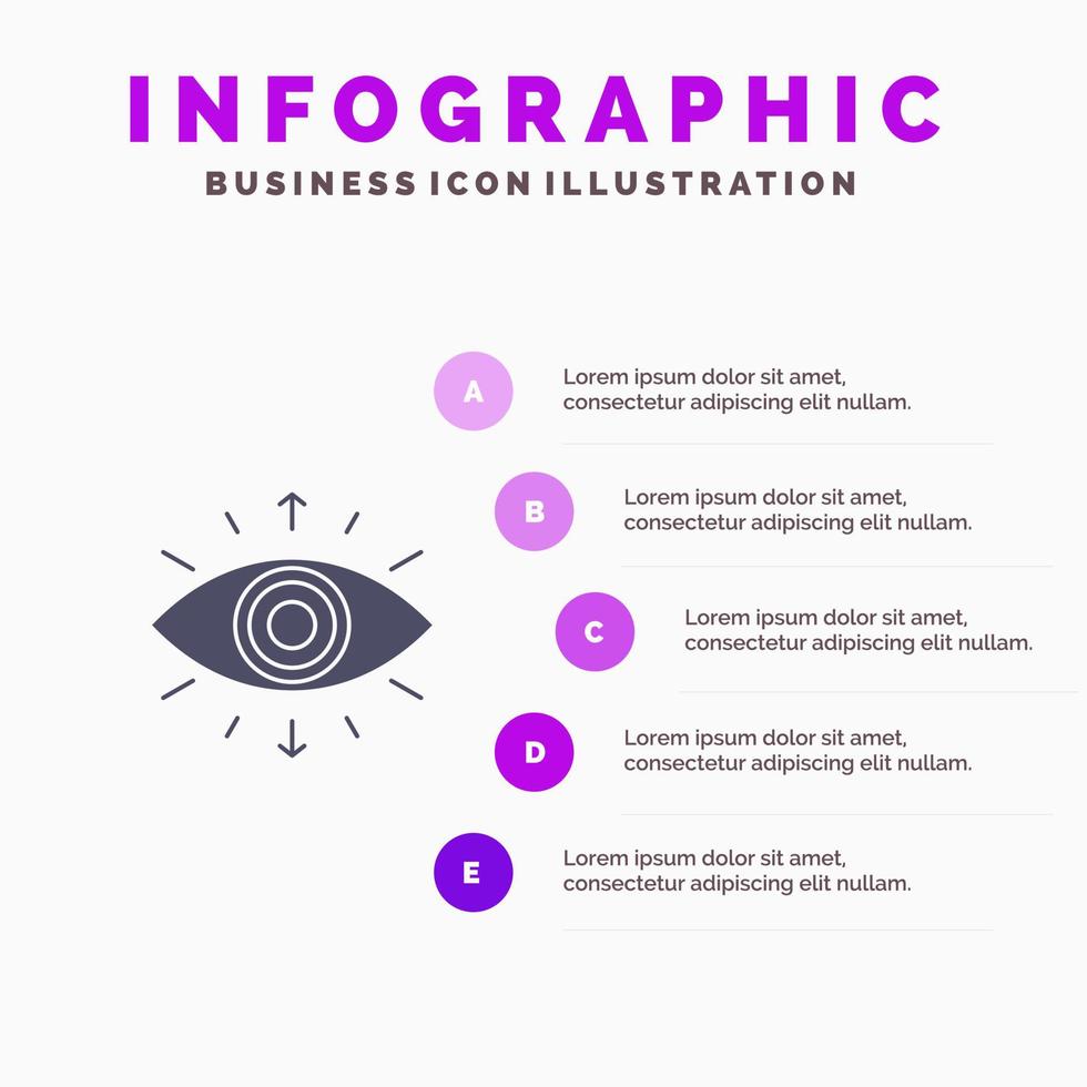 símbolo del ojo miembro de la sociedad secreta icono sólido infografía 5 pasos presentación antecedentes vector