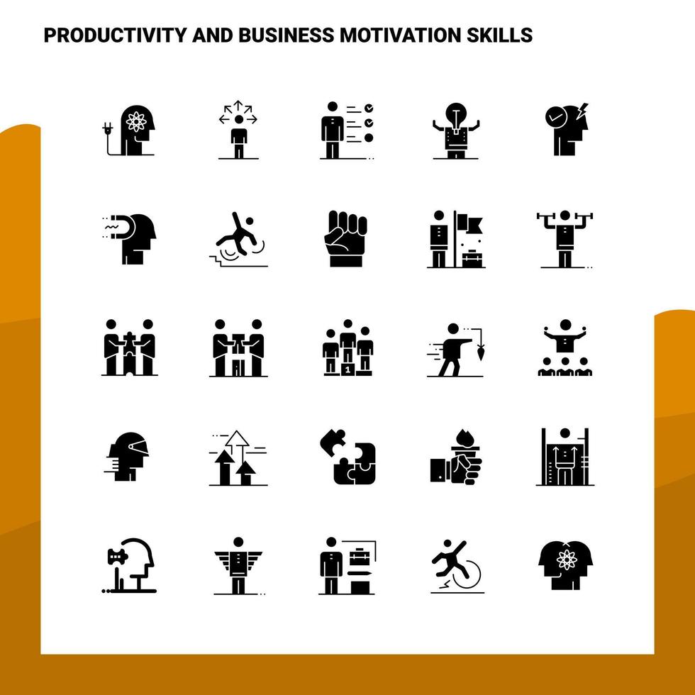 25 Productivity And Business Motivation Skills Icon set Solid Glyph Icon Vector Illustration Template For Web and Mobile Ideas for business company