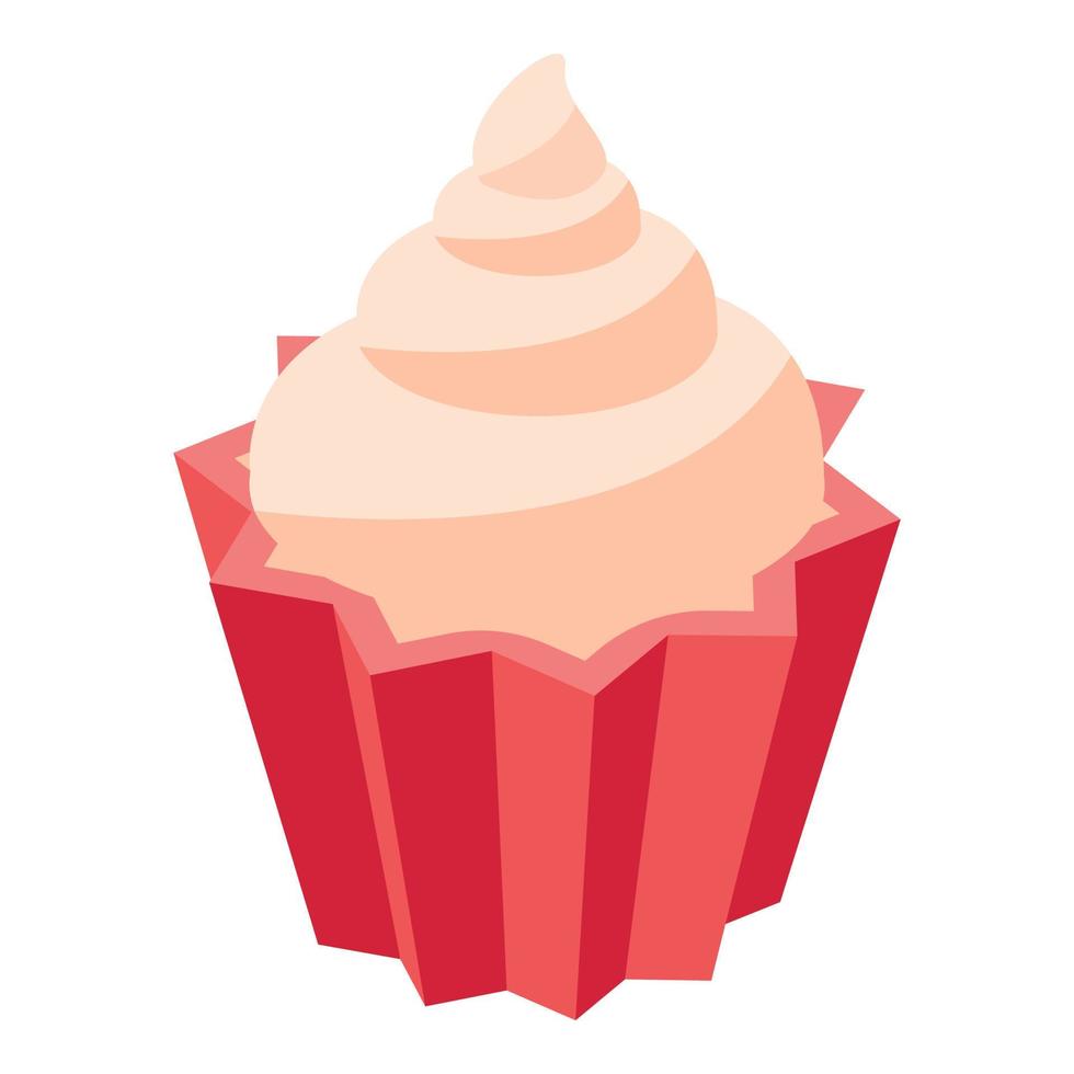 Cupcake icon, isometric style vector