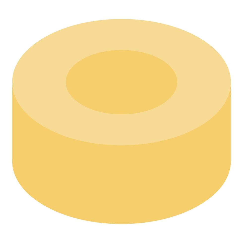 Yellow toy cylinder icon, isometric style vector