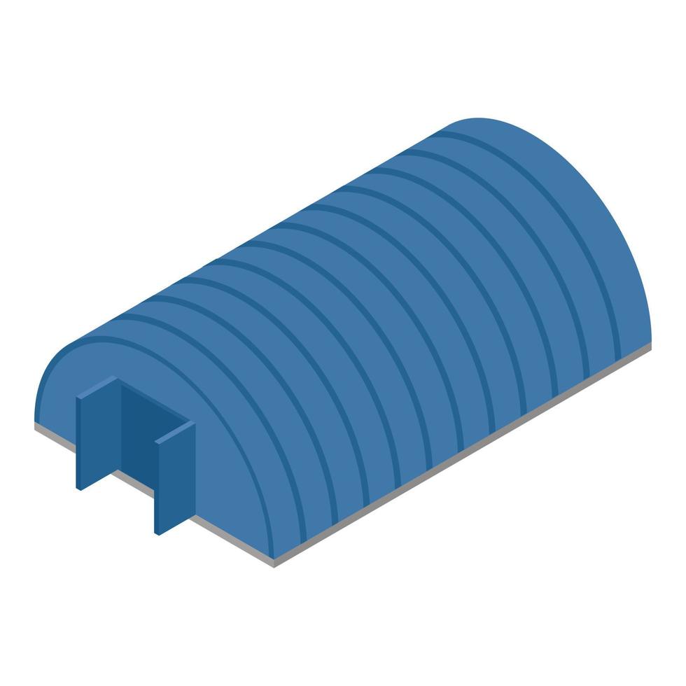icono de hangar azul, estilo isométrico vector