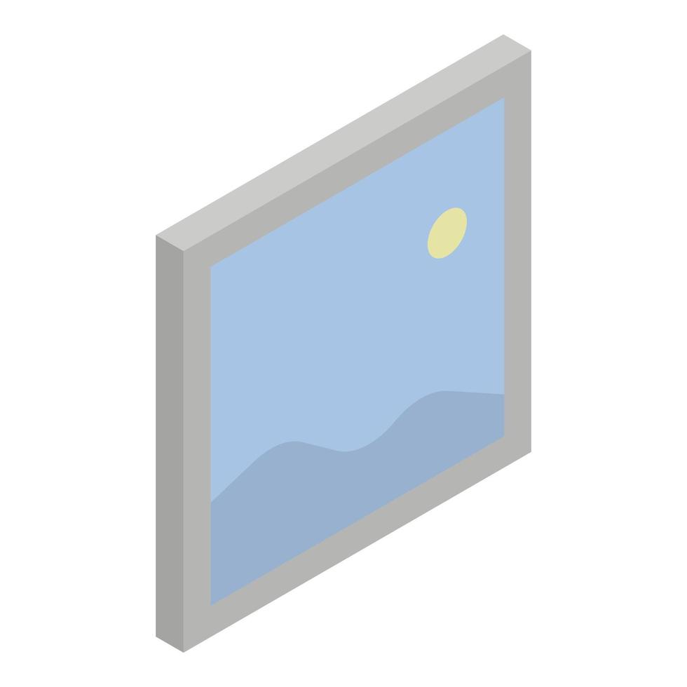 Mountains wall picture icon, isometric style vector