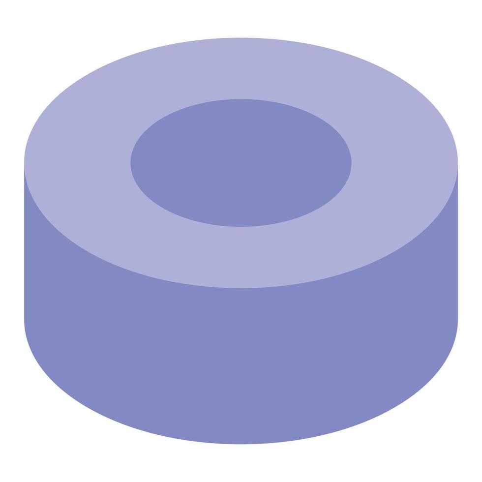 Blue toy cylinder icon, isometric style vector