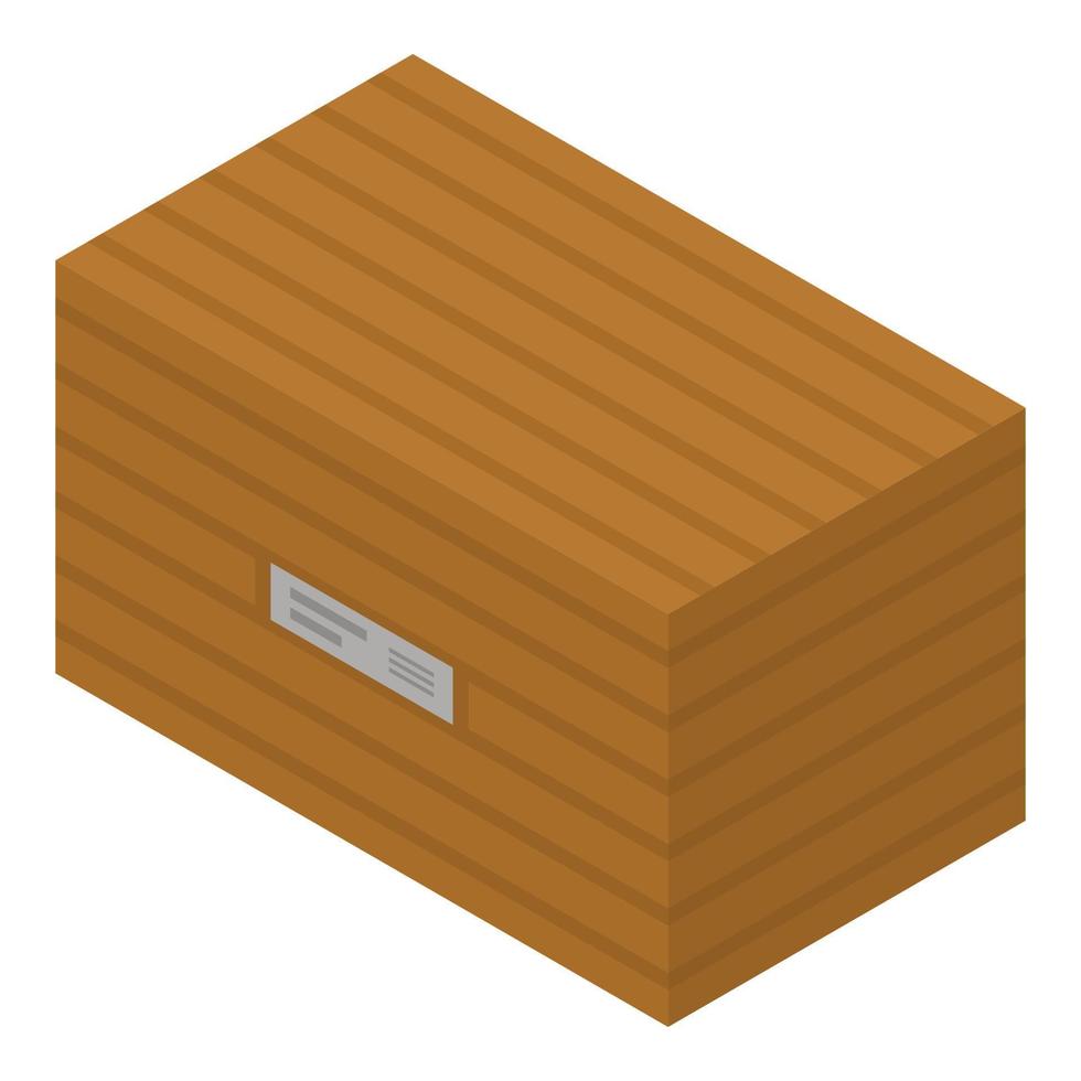 icono de caja de entrega de madera, estilo isométrico vector