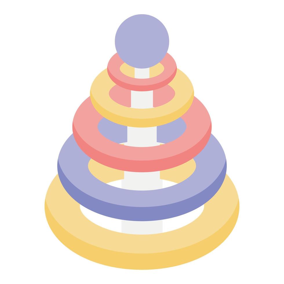 icono de pirámide de anillo de juguete, estilo isométrico vector
