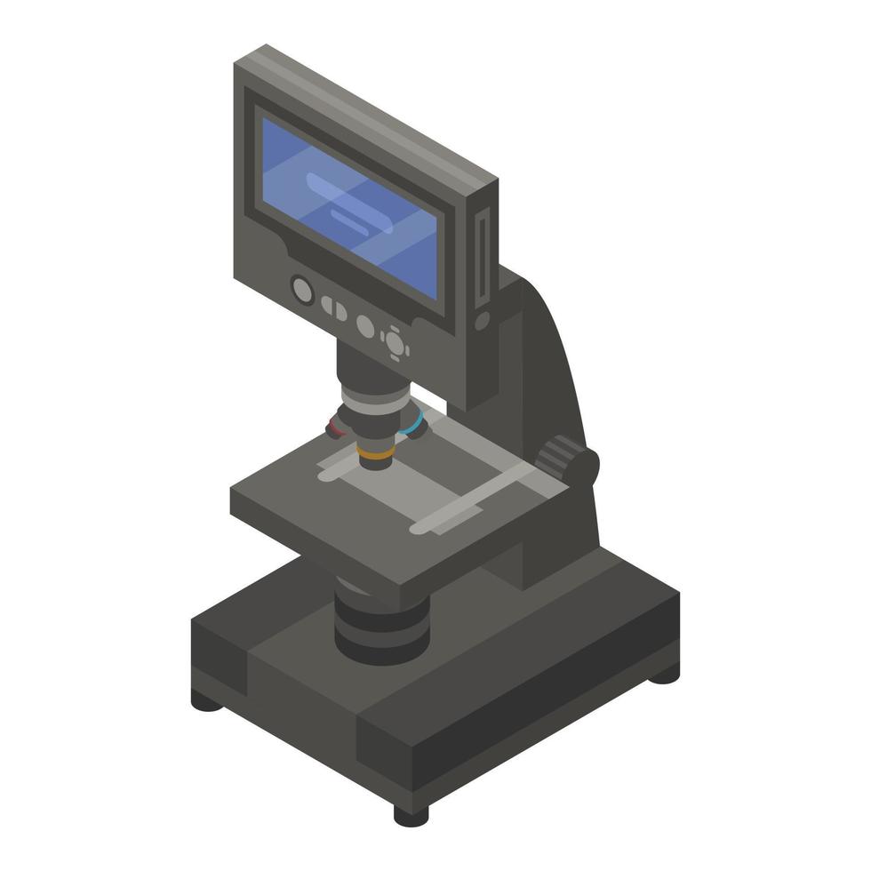 Digital microscope icon, isometric style vector