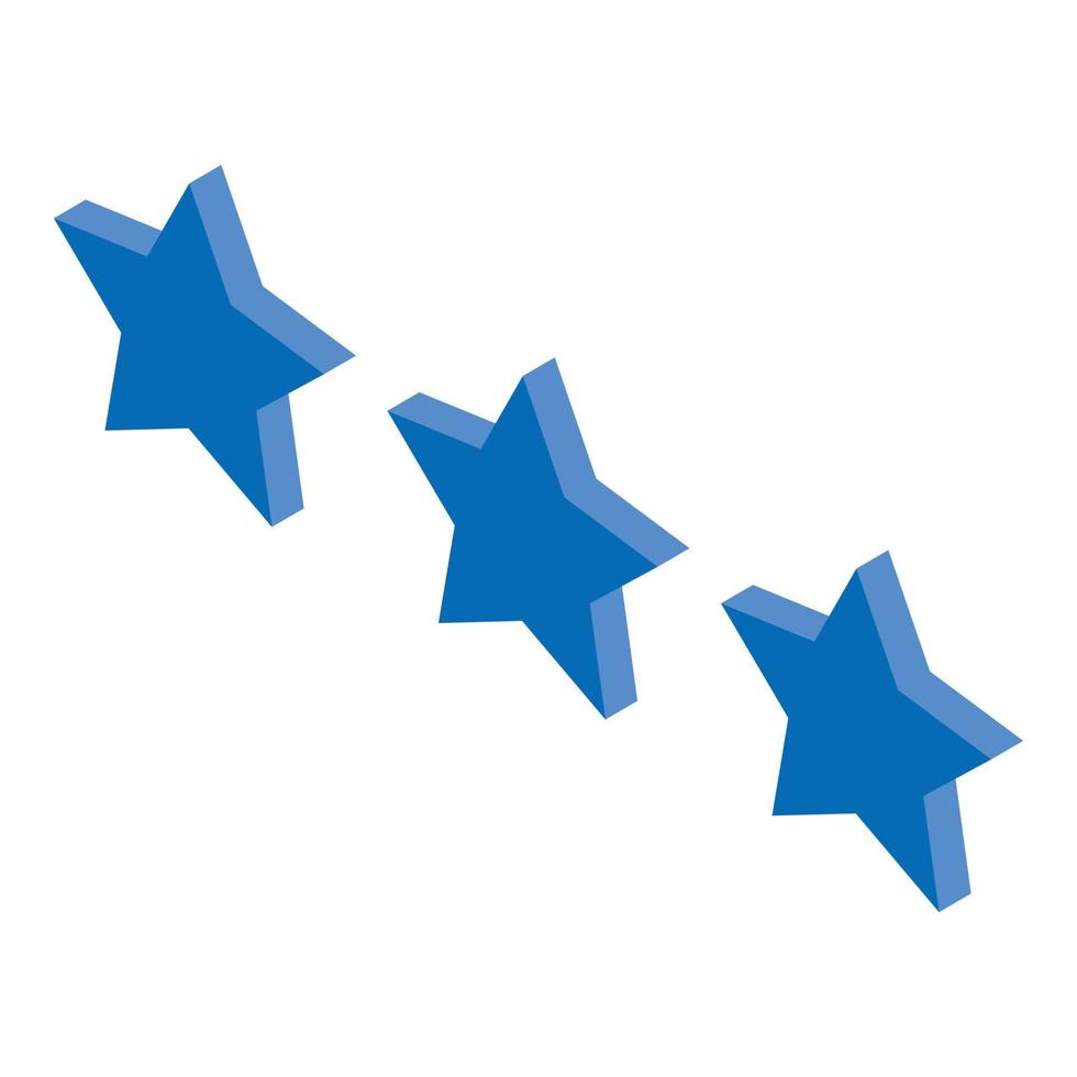 Three star record icon, isometric style vector